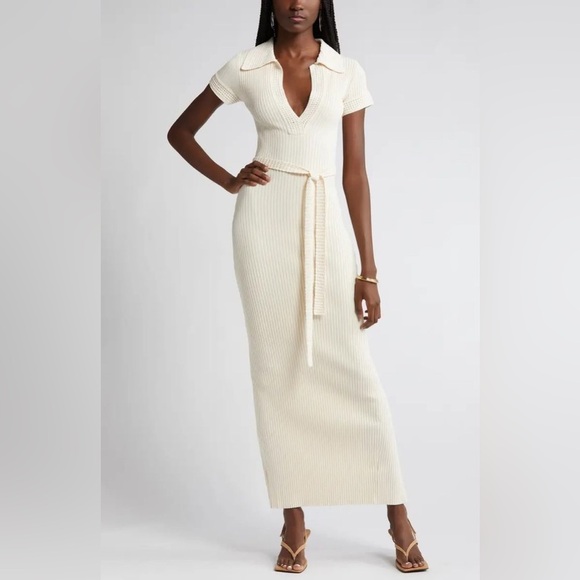 Moon River Dresses & Skirts - MOON RIVER Rib Pencil Dress Cream